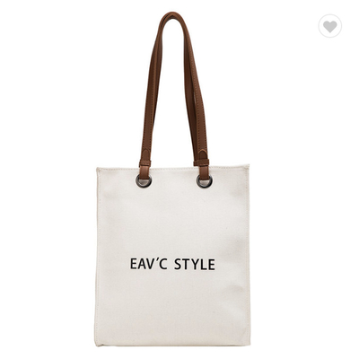 Goede prijs. Vrouwen aangepaste herbruikbare tassen Canvas Tote Bag 10oz met leer handgrepen online