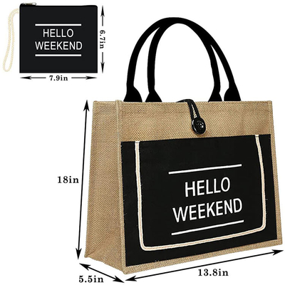 Goede prijs. Geprinte winkeltasjes Jute Tote Organic Burlap Beach Bag online